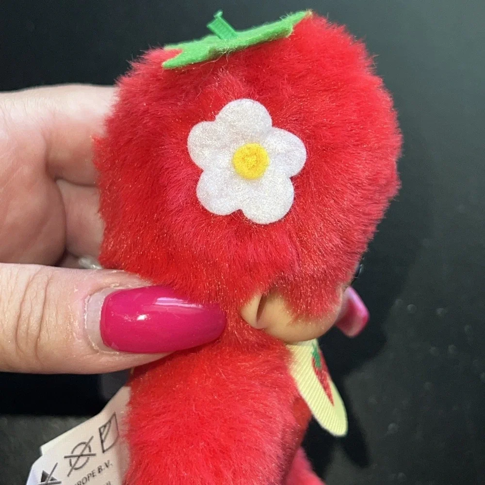 Monchhichi Mascot Sekiguchi STRAWBERRY Fruit Colors 5 inch Plush Doll New Red